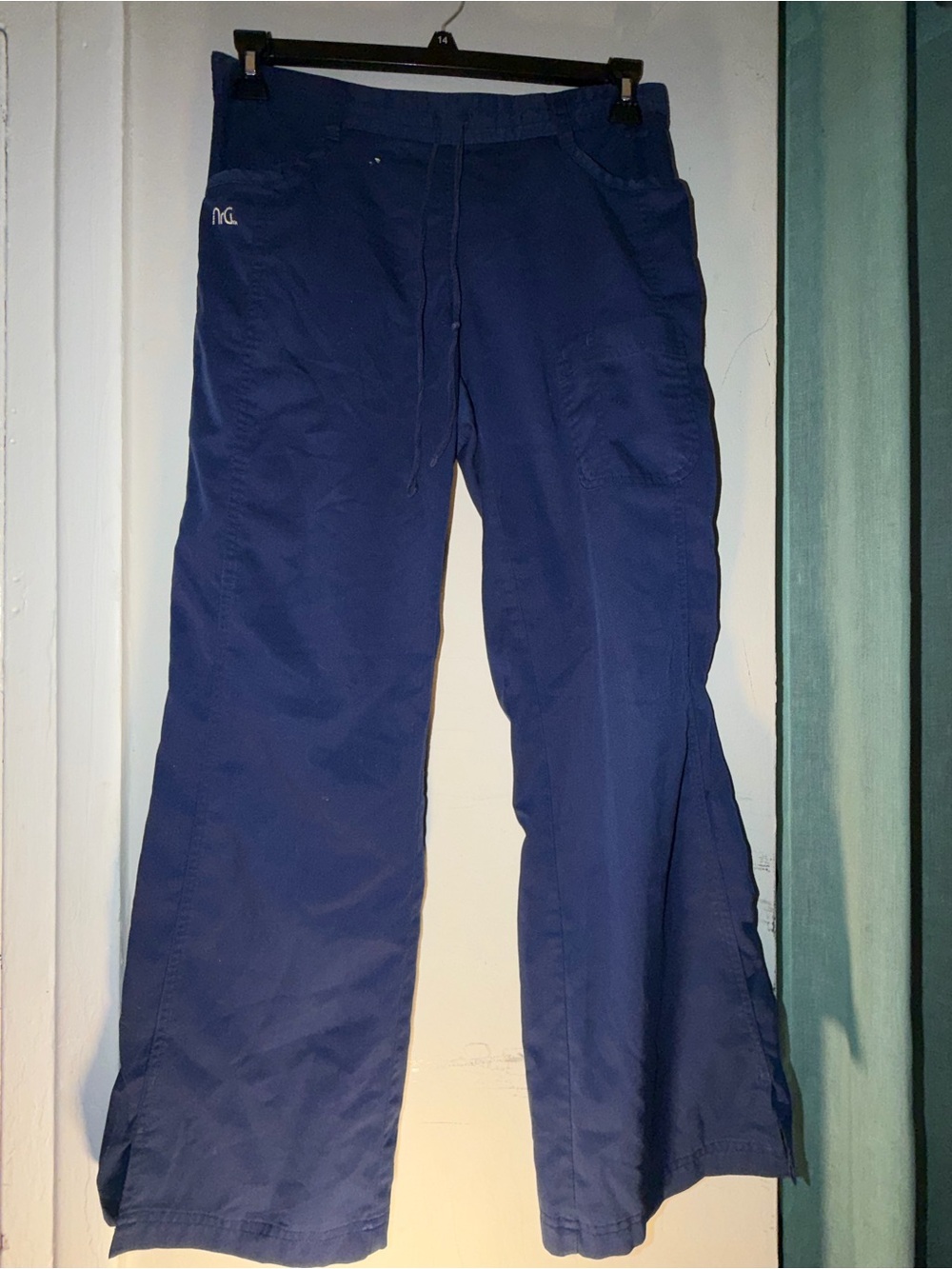 Barco nrG Navy Blue Drawstring Scrub Pants Women Small Petite SP Cargo Pockets